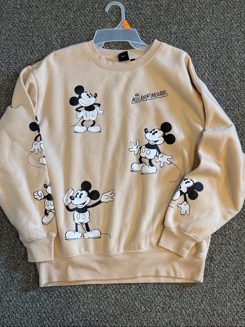 Disney Beige Mickey Mouse Graphic Crewneck Sweatshirt